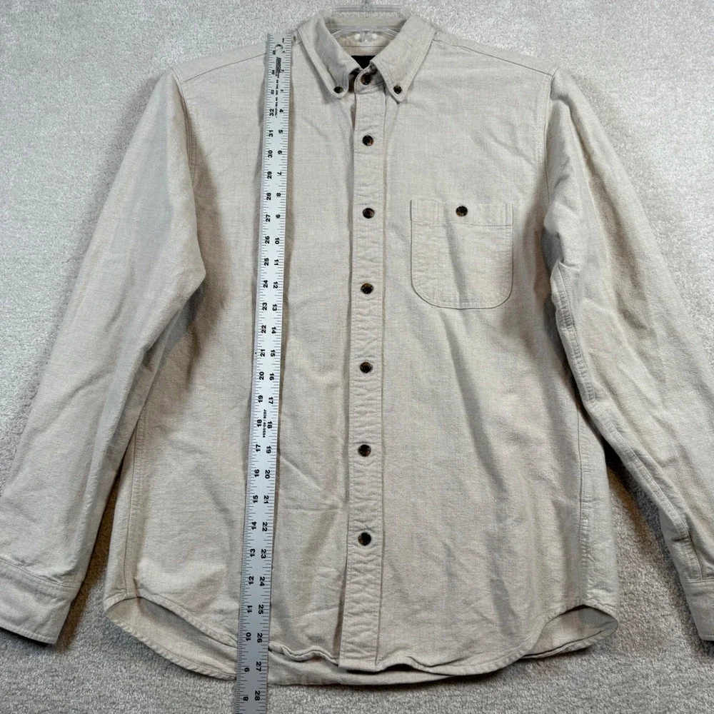 J Crew Mens Tan Button Down Shirt‎ with Suede Leather Elbow Patches Size Medium